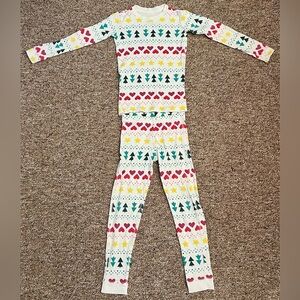 Primary kids size 6-7 holiday rainbow fair isle print pajama set